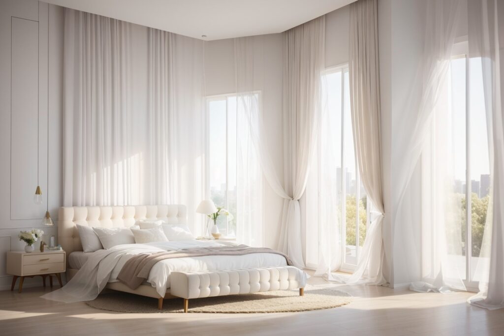 airy feel of white sheer curtains