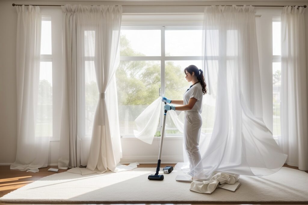 White Curtains Cleaning